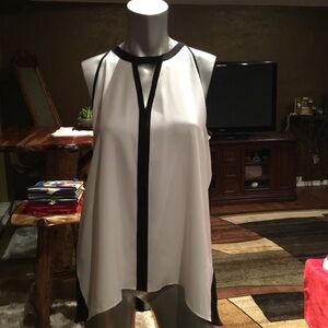 Kenneth Cole, sheer pleated sleeveless top.